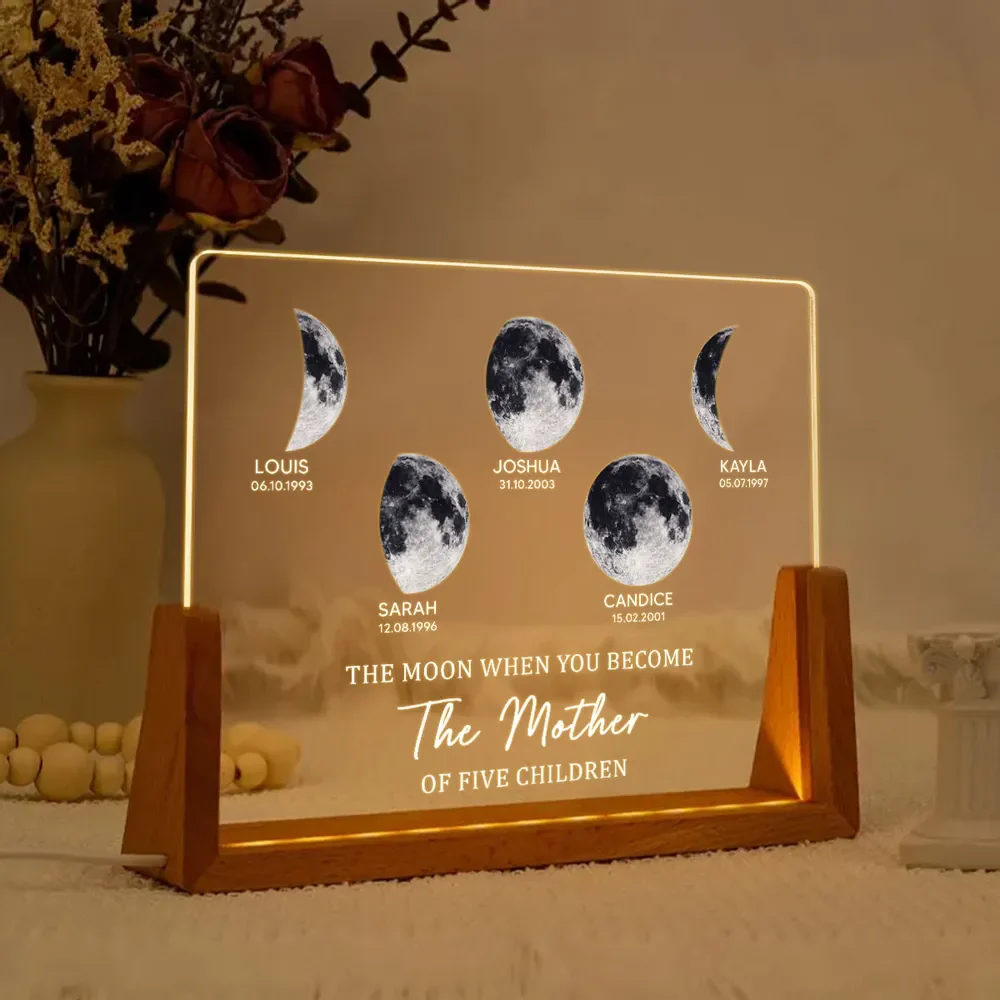 Custom Moon Night LED Light Frame for Mom, Cozy Living Room Accent with Sweet Message, Thoughtful Gift - Image 2