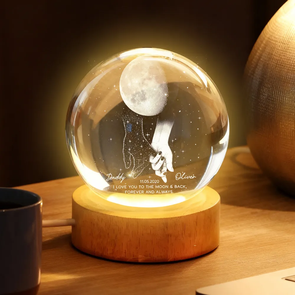 Personalized Globe Lamp with holding hands under the moon, unique memorial gift to keep them close - Image 12