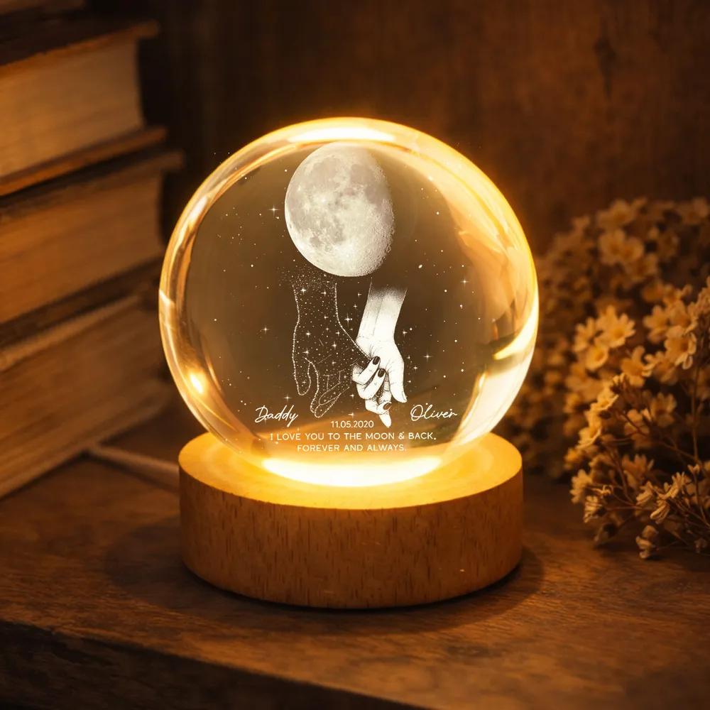 Personalized Globe Lamp with holding hands under the moon, unique memorial gift to keep them close - Image 8