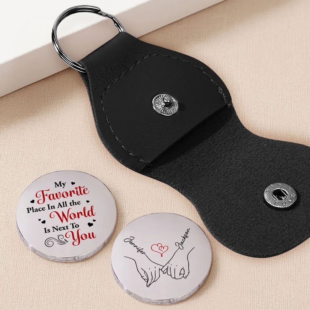 Personalized Pocket Hug Token with Holding Hands Sketch, My Favorite Place Quote, Unique Romantic Gift for Everyday Carry - Image 2