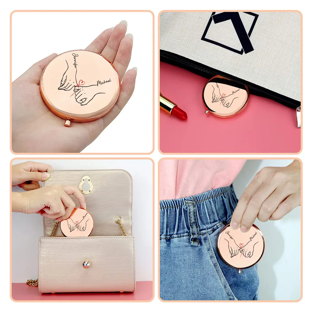 Personalized Metal Compact Mirror for Wife - Soulmate Best Friend Love Quote, Unique Romantic Gift - Image 6