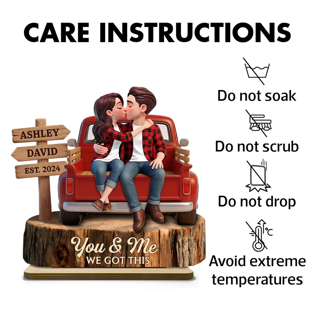 2-Layer Wooden Plaque Personalized Couple Keepsake, Cozy Red Truck Kissing Scene for Living Room Display, Heartfelt Gift - Image 8
