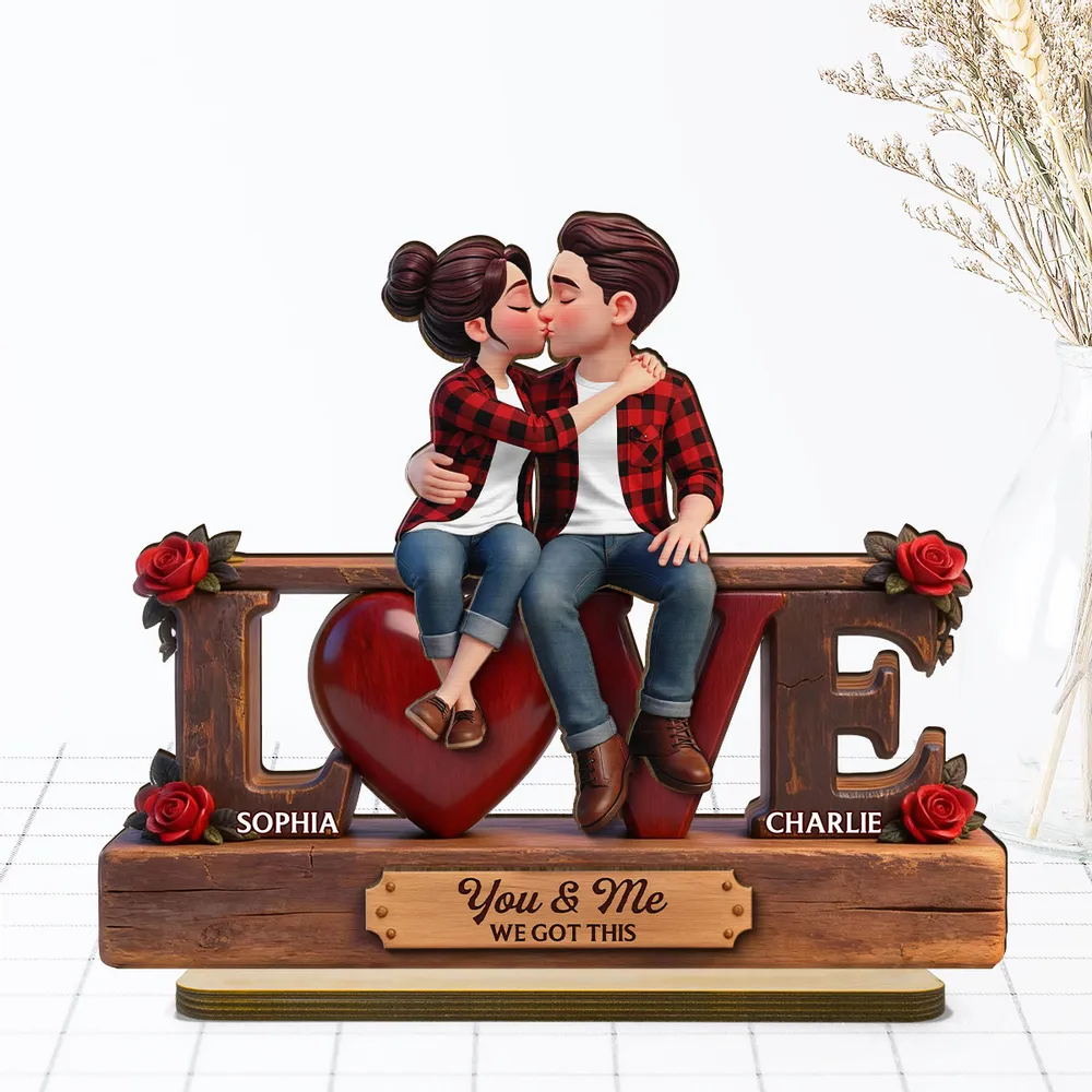 2-Layer Wooden Plaque Personalized for Couples, You & Me We Got This Kissing Scene, Sweet Romantic Keepsake, Creative Gift - Image 6