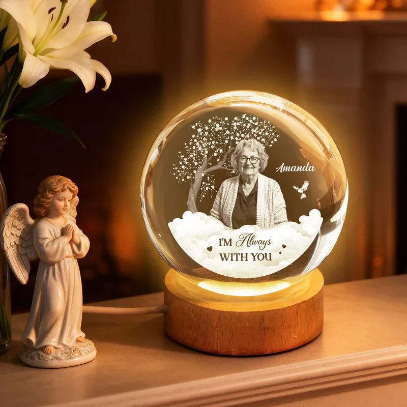 Personalized Memorial Globe Lamp With Photo Style Tribute - Warm Nightstand Glow, Unique Sympathy Gift - Image 2