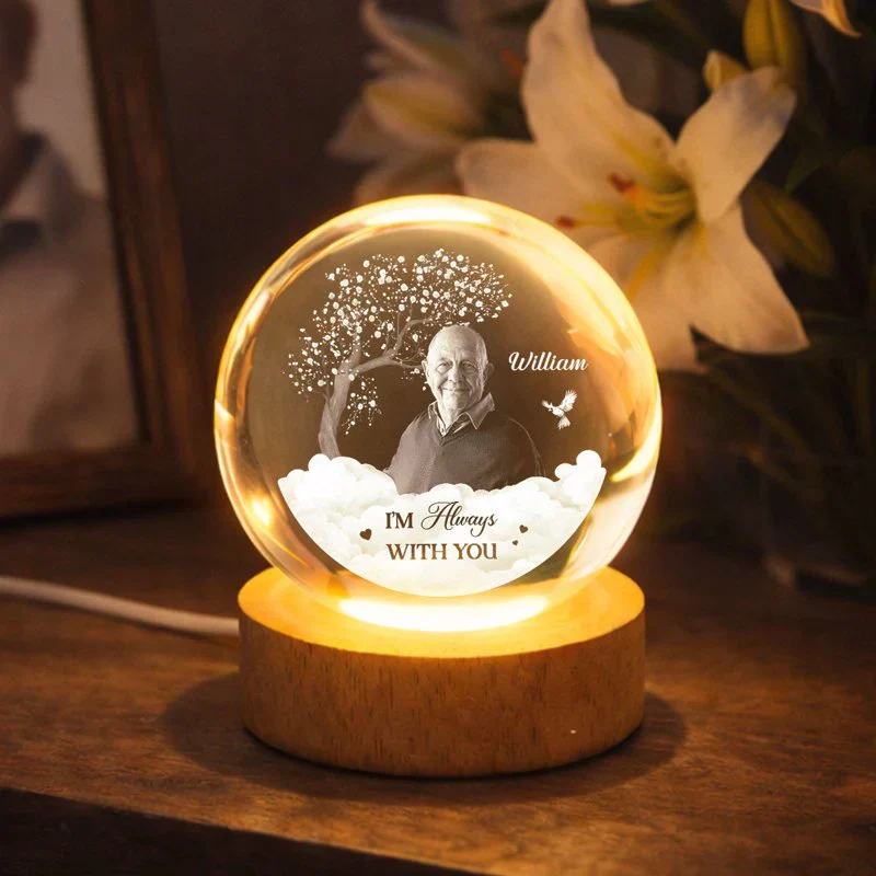 Personalized Memorial Globe Lamp With Photo Style Tribute - Warm Nightstand Glow, Unique Sympathy Gift - Image 3