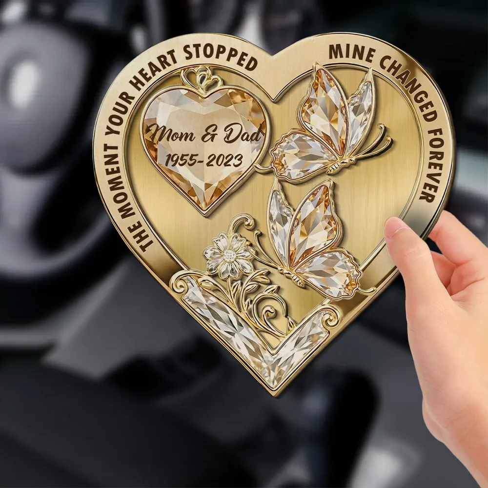 Personalized 2-Layer Wooden Car Visor Clip Heart Butterfly Memorial Gift for Mom - A Daily Reminder of Love - Image 5