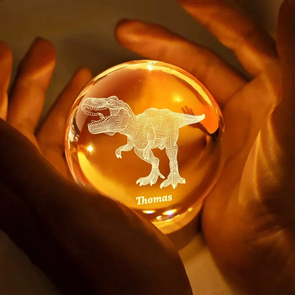 Personalized Crystal Ball LED Night Light – Boy Man Hobby Illusion Art Truck Night Light Desk Decor Unique Creative Gift - Image 3