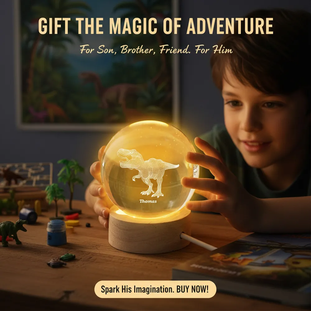 Personalized Crystal Ball LED Night Light – Boy Man Hobby Illusion Art Truck Night Light Desk Decor Unique Creative Gift - Image 8