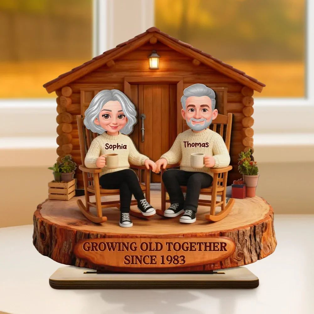 Personalized Acrylic Light Box Cabin Couple Rocking Chairs Warm Glow Keepsake, Unique Gift for Couples - Image 7