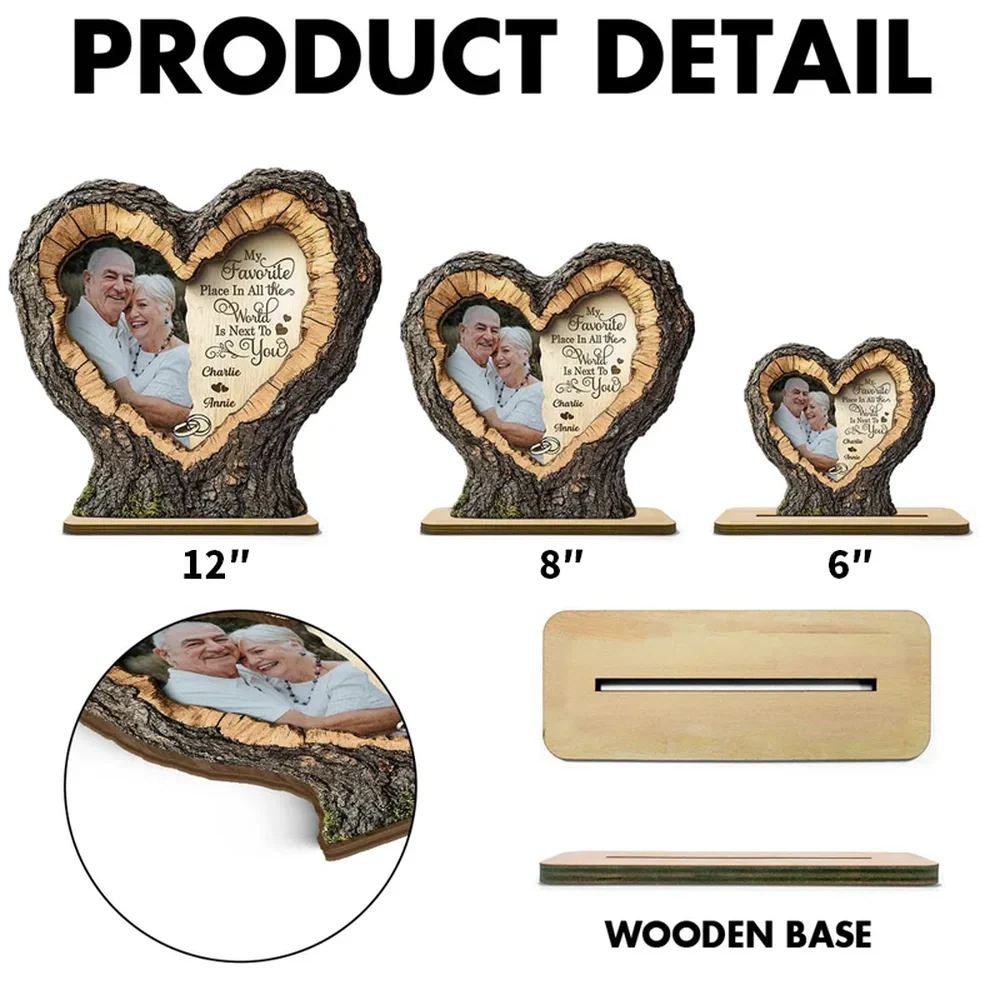 Personalized 2-Layer Wooden Plaque With Couple Photo and Heart Quote, Romantic Living Room Display, Unique Gift - Image 4