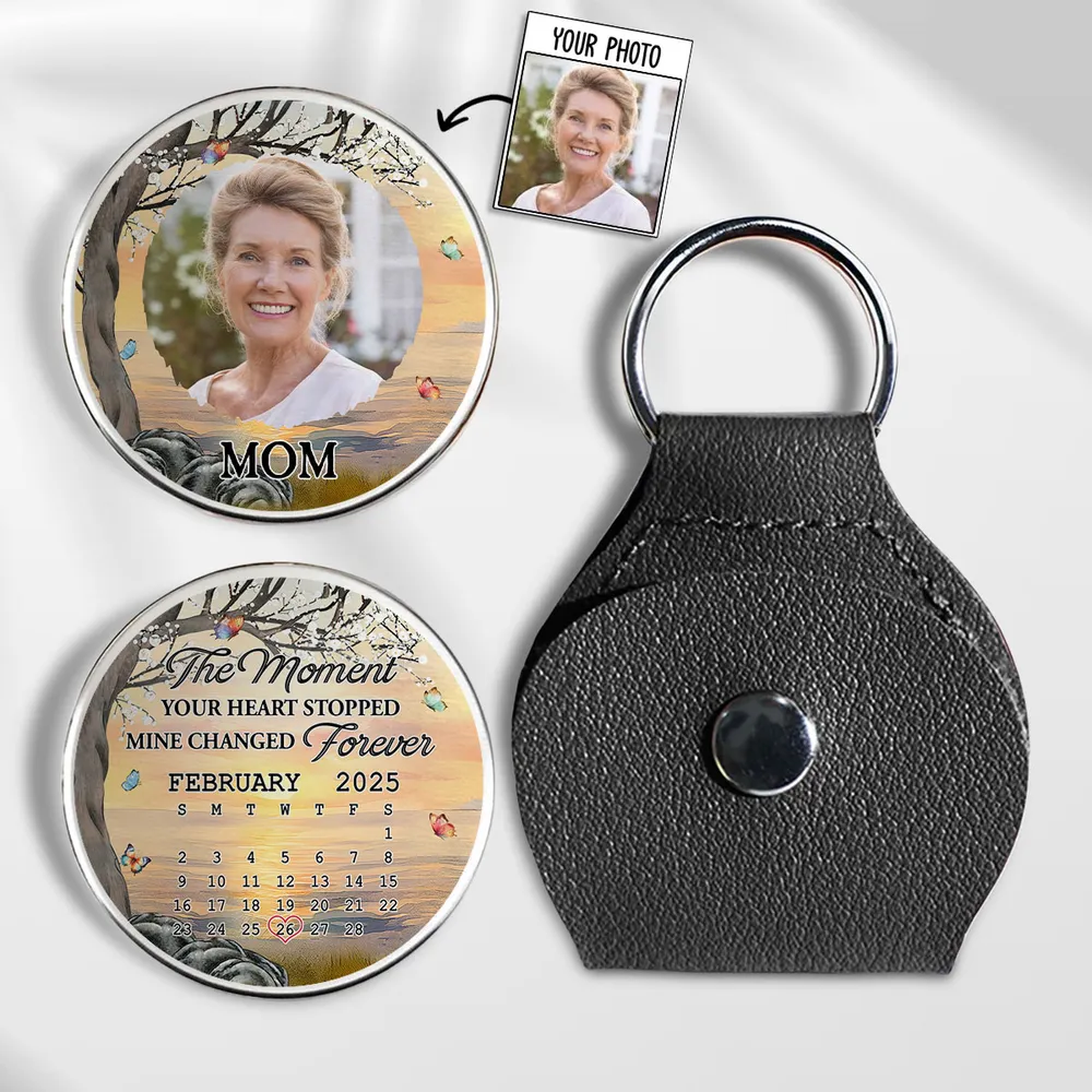 Personalized Pocket Hug with Photo Memorial for Mom, Sunset Tree Design, Unique Keepsake Gift From a Child - Image 2