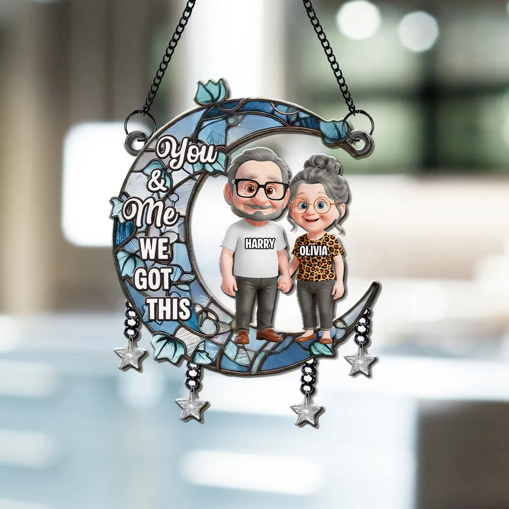 Acrylic Suncatcher Ornament You & Me We Got This Moon Couple Window Decor, Sweet Personalized Gift to Brighten Any Space - Image 4