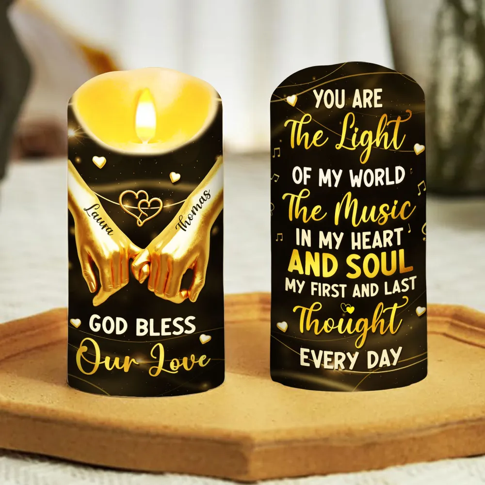 Personalized Flameless LED Candle, 'You Are The Light Of My World' Romantic Gift for Couple, Warm Glow Home Ambiance - Image 4