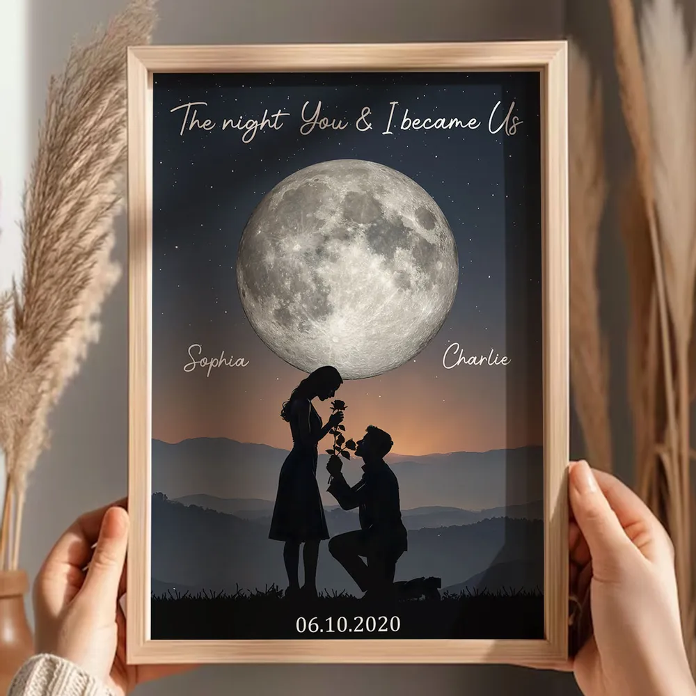 Personalized Poster The Night You & I Became Us Moonlit Proposal Silhouette Wall Art, Unique Romantic Gift for Couple - Image 5