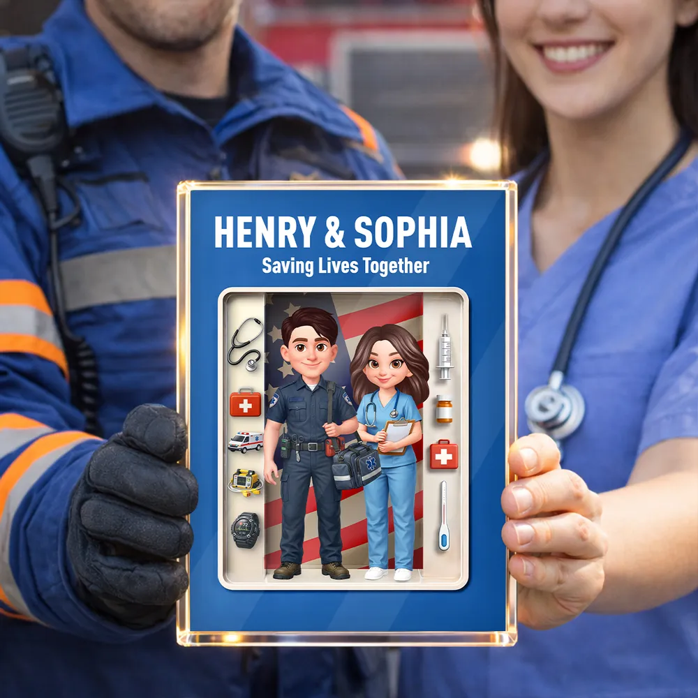 Personalized Rectangle Acrylic Block Plaque for EMT & Nurse Couple Desk Decor - Unique Gift That Honors Your Love & Service - Image 6