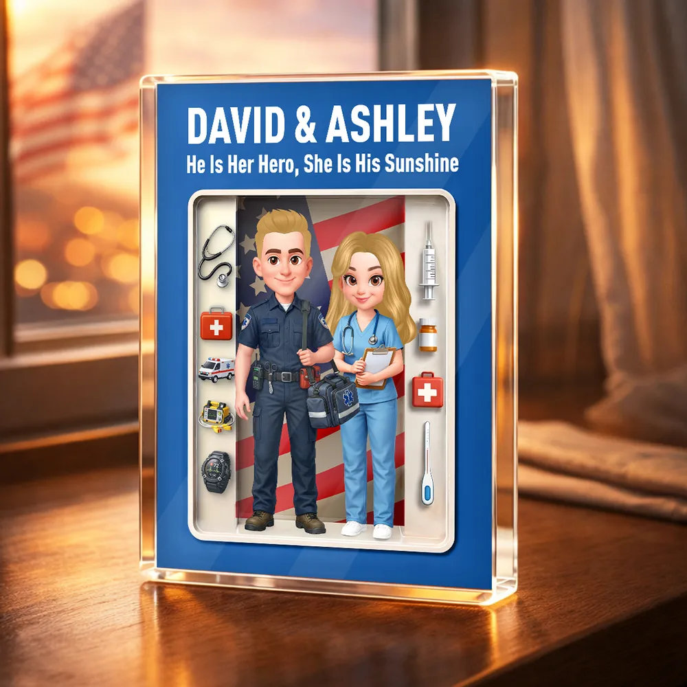 Personalized Rectangle Acrylic Block Plaque for EMT & Nurse Couple Desk Decor - Unique Gift That Honors Your Love & Service - Image 7