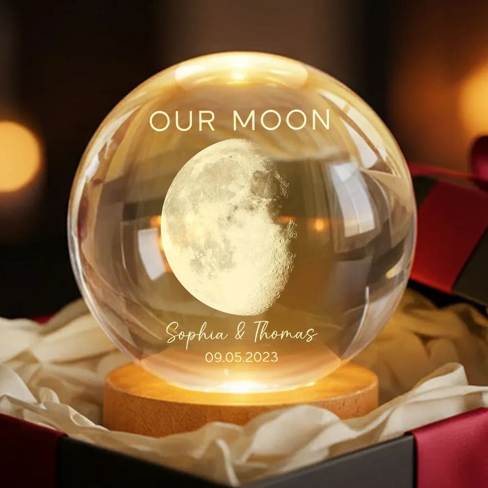 Custom Our Moon Globe Lamp, Cozy Romantic Room Glow, Meaningful Keepsake Gift for Wife Husband Girlfriend Boyfriend - Image 2