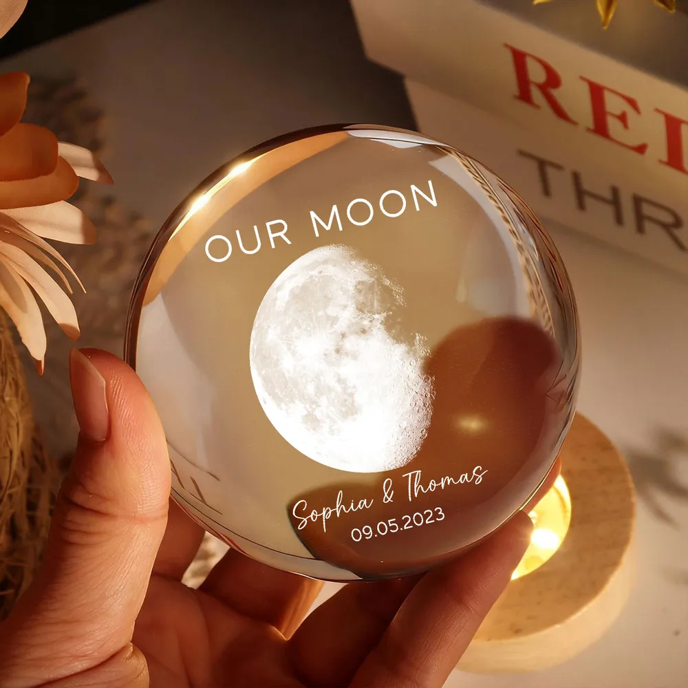 Custom Our Moon Globe Lamp, Cozy Romantic Room Glow, Meaningful Keepsake Gift for Wife Husband Girlfriend Boyfriend - Image 3