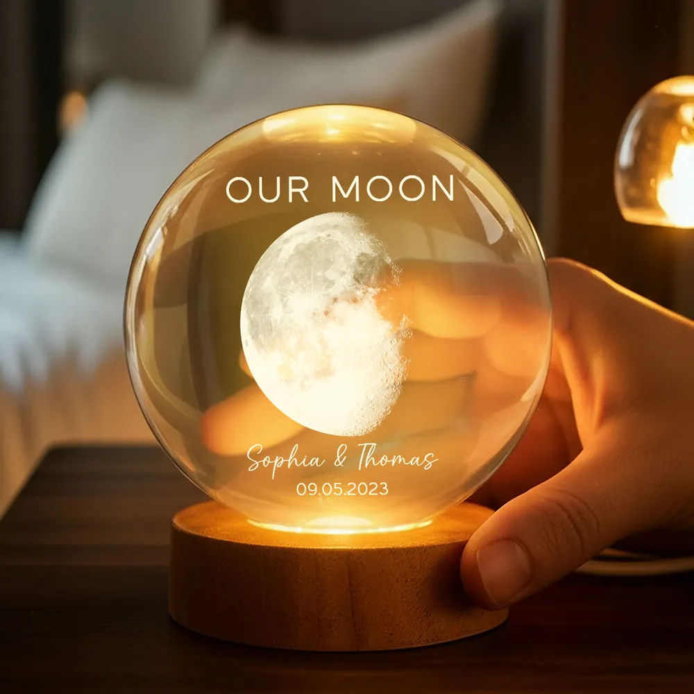 Custom Our Moon Globe Lamp, Cozy Romantic Room Glow, Meaningful Keepsake Gift for Wife Husband Girlfriend Boyfriend - Image 6