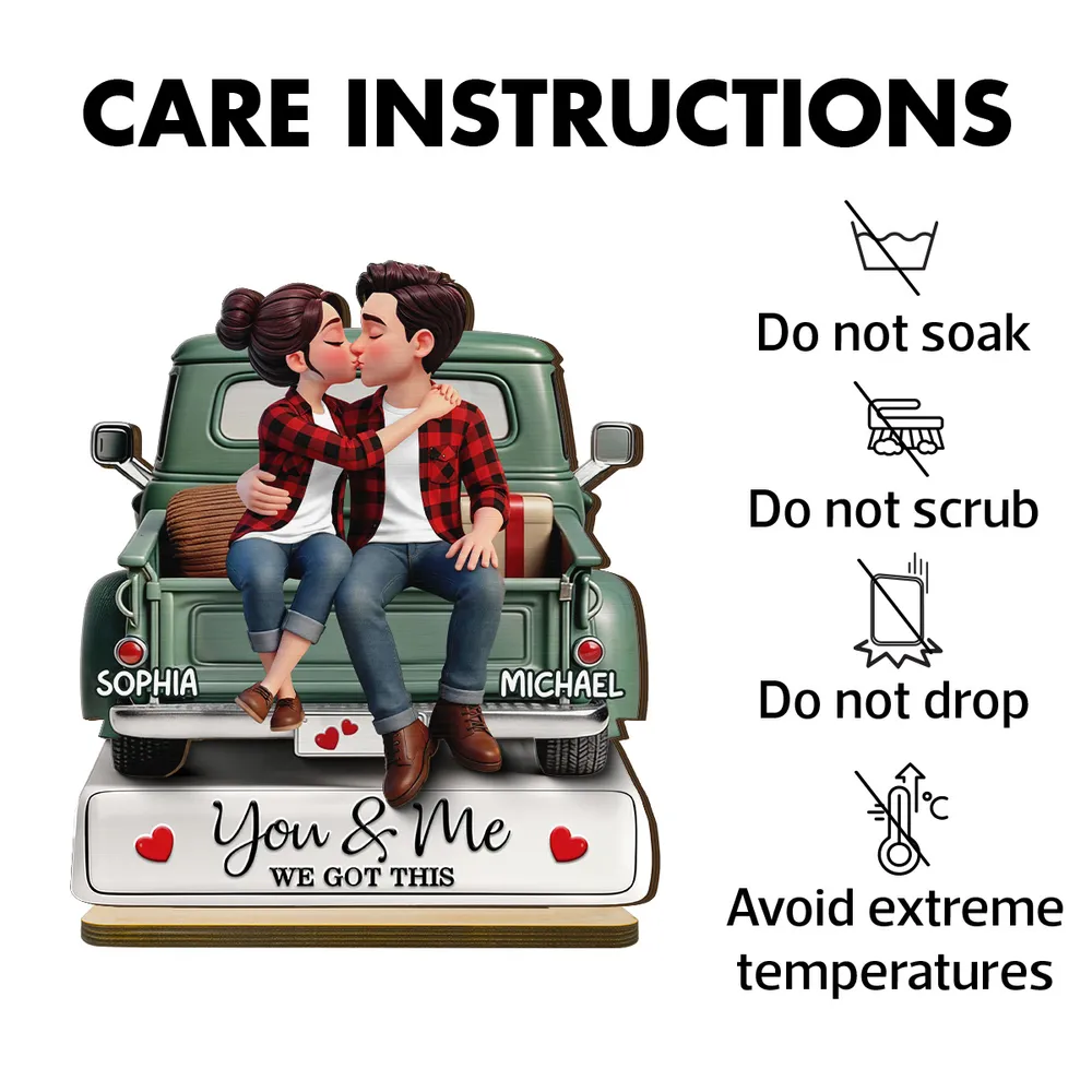 Personalized 2-Layer Wooden Plaque Couple Kissing on a Pickup Truck, You & Me We Got This, Unique Gift for Him or Her - Image 5