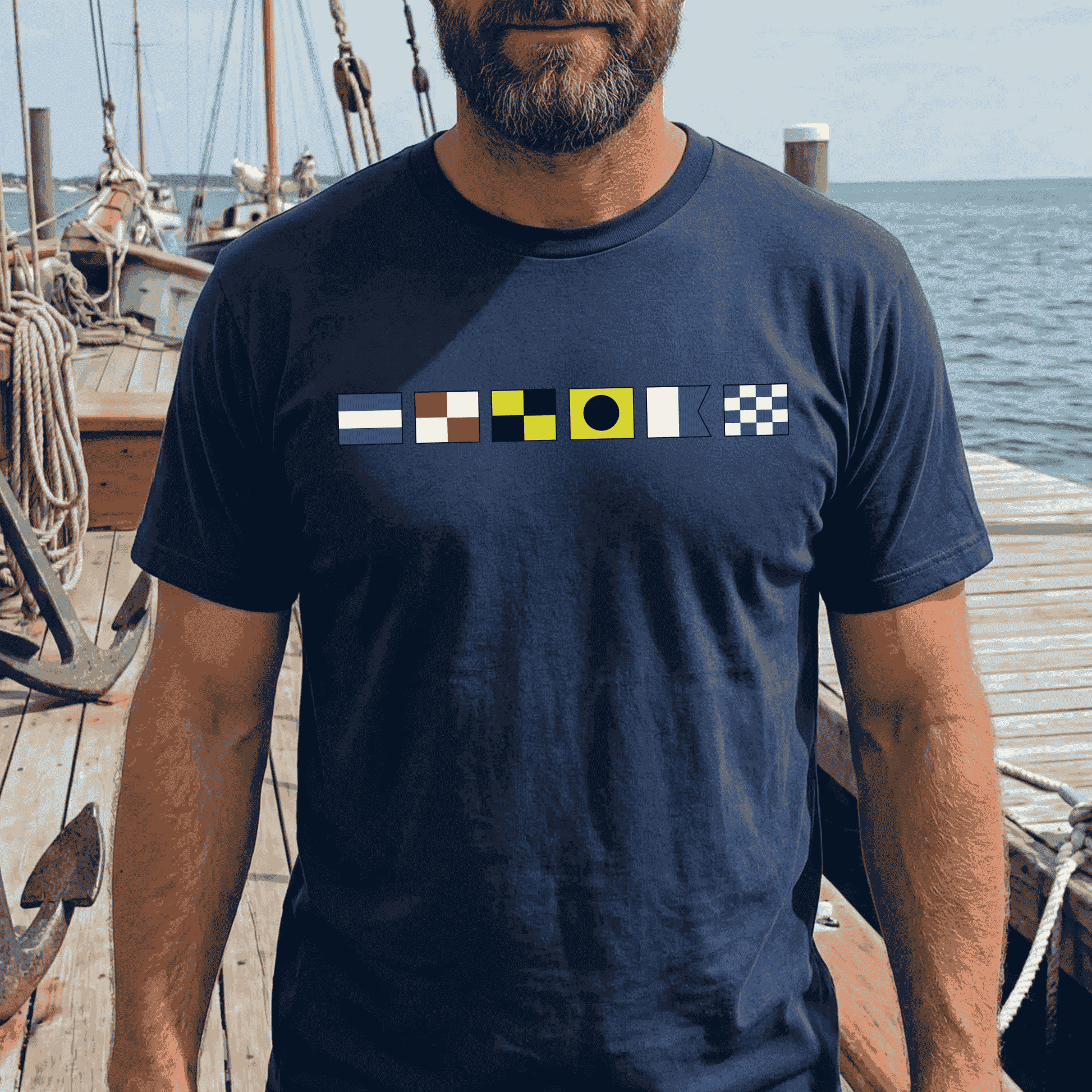 Nautical Signal Flags Classic Tee, Personalized for Your Name, Beachy Everyday Style, Thoughtful Gift - Image 3