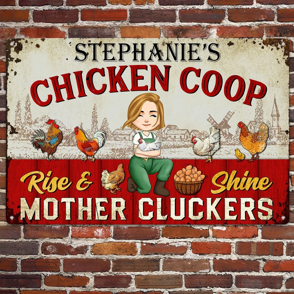 Personalized Rectangular Iron Sign Chicken Coop Farmhouse Cartoon, Rise & Shine Mother Cluckers, Unique Gift - Image 5