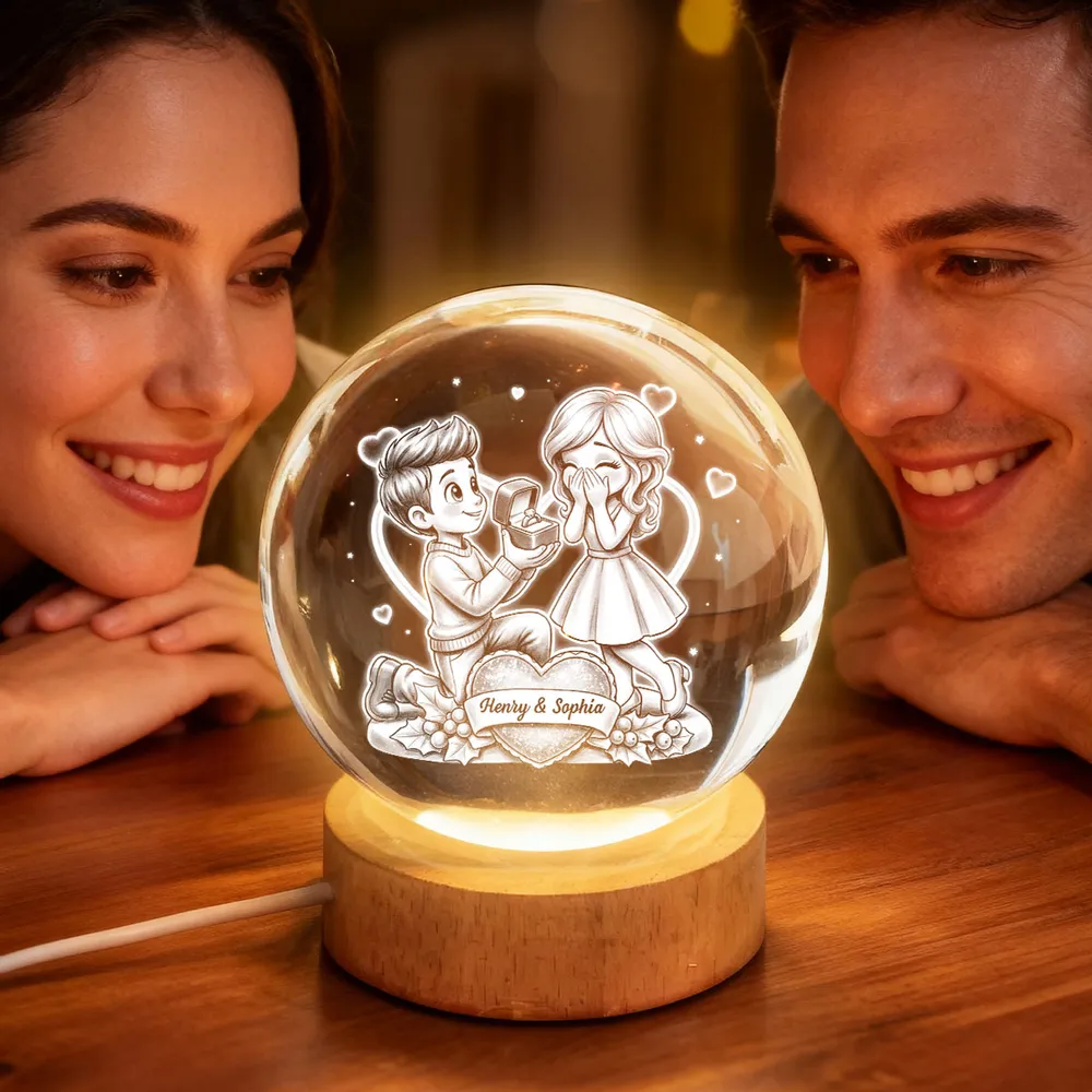 Personalized Crystal Ball LED Night Light, Kneeling Proposal Scene Night Light, Sweet Romantic Gift for Valentine's Day - Image 6