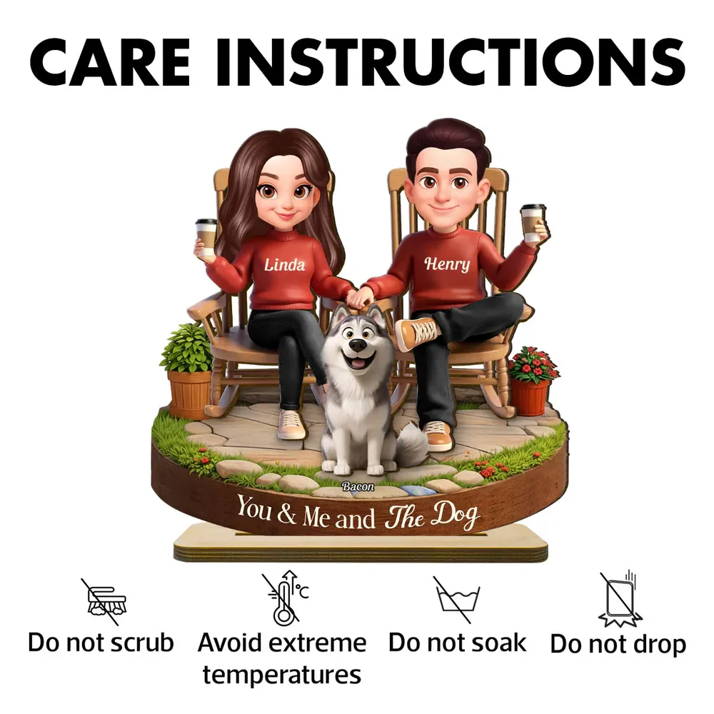 You & Me and The Dog Personalized 2-Layer Wooden Plaque, Sweet Couple & Pup Keepsake for Living Room Display, Gift for Pet Lovers - Image 5