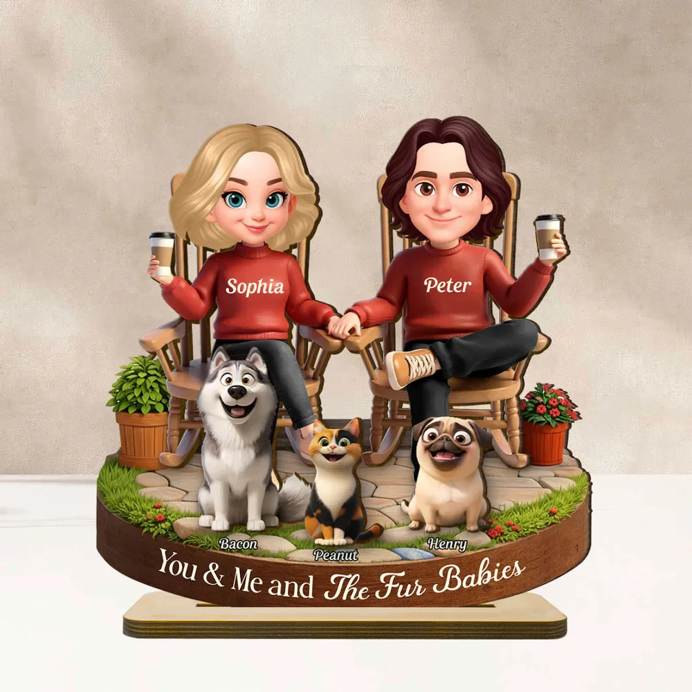You & Me and The Dog Personalized 2-Layer Wooden Plaque, Sweet Couple & Pup Keepsake for Living Room Display, Gift for Pet Lovers - Image 6