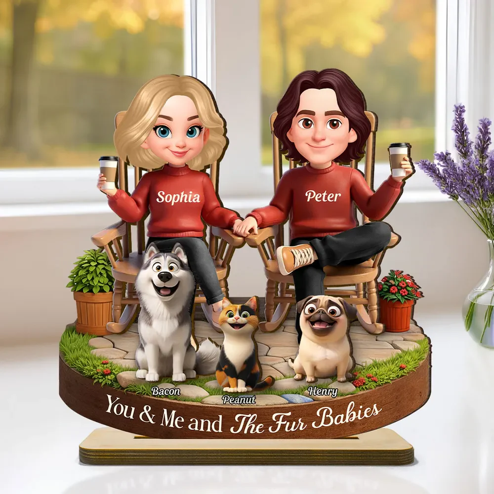 You & Me and The Dog Personalized 2-Layer Wooden Plaque, Sweet Couple & Pup Keepsake for Living Room Display, Gift for Pet Lovers - Image 7