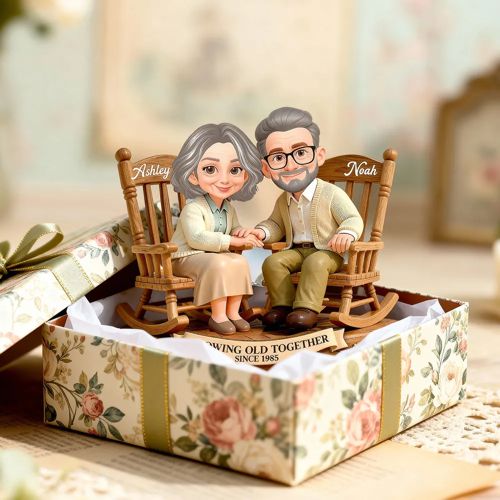Personalized 2-Layer Wooden Plaque with Couple Holding Hands in Rocking Chairs, Sweet Keepsake Decor, Unique Gift for Wife or Husband - Image 9