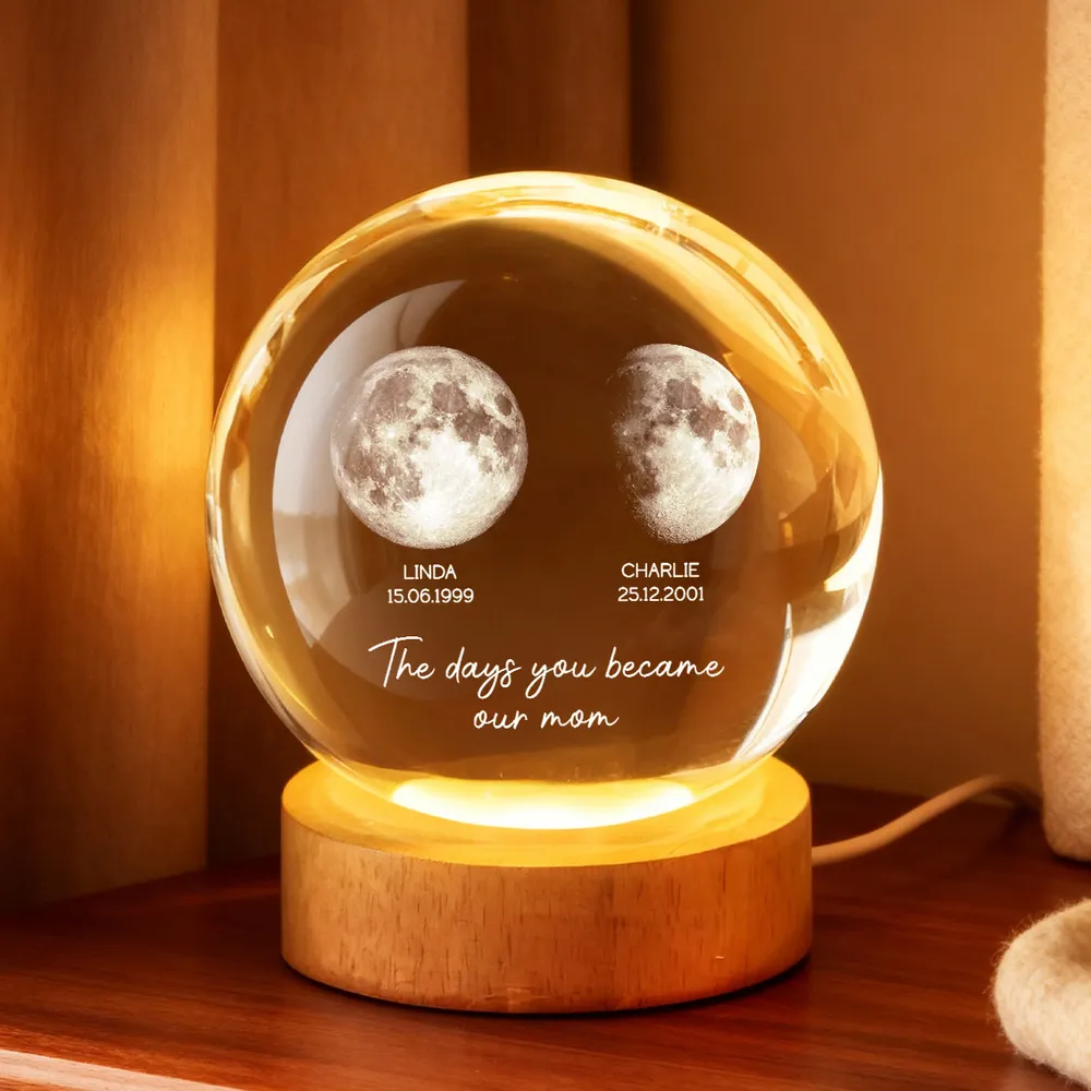 Personalized Globe Lamp The Day You Became Our Mom Warm Moonlight Keepsake, Unique Gift for Mom - Image 6