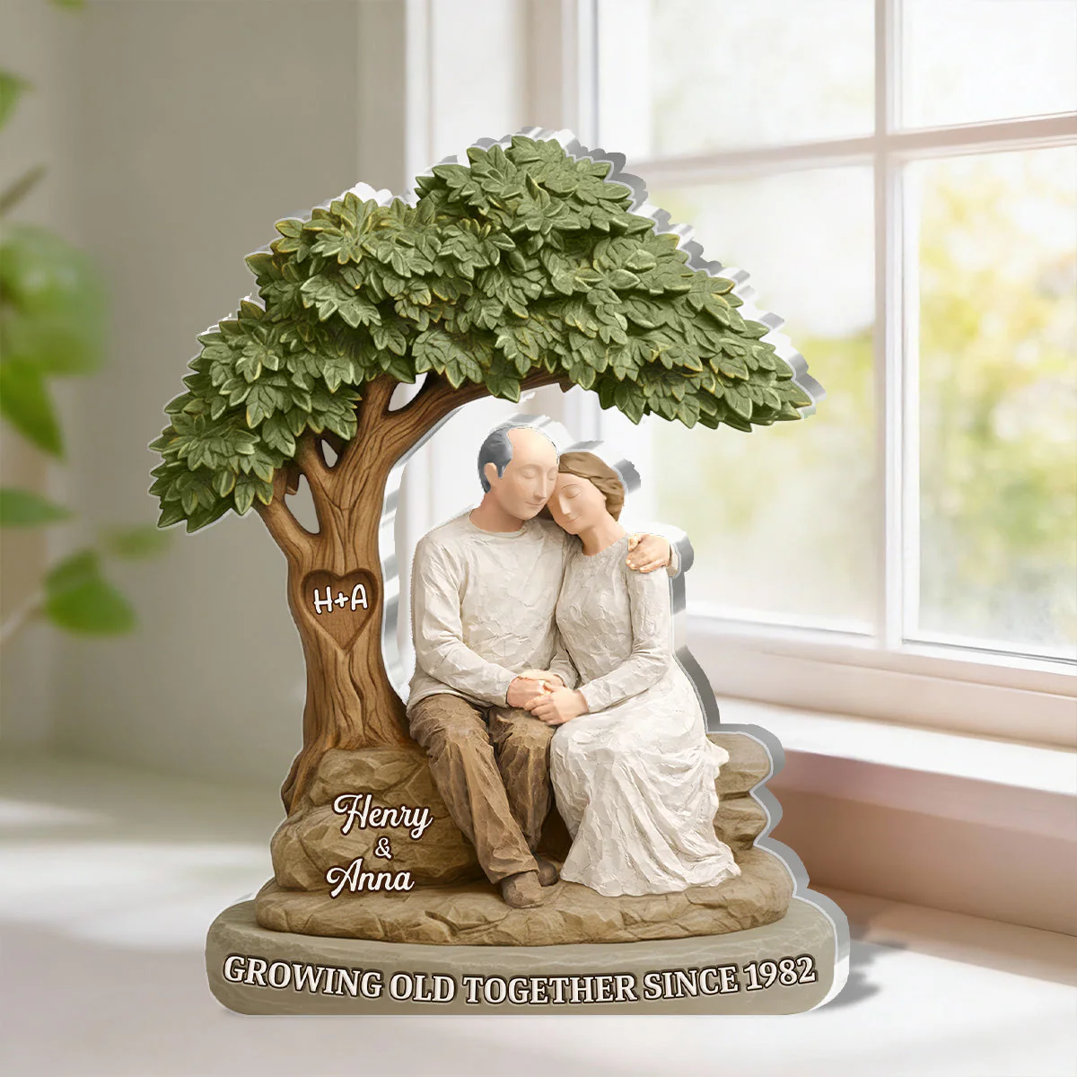 Shaped Acrylic Block Plaque Personalized Keepsake, Growing Old Together Couple Scene, Heartwarming Shelf Decor, Creative Gift - Image 5