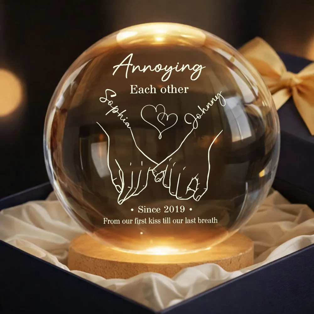 Annoying Each Other Still Going Strong Personalized Crystal Ball LED Night Light, Romantic Warm Glow Holding Hands, Unique Gift for Him or Her - Image 8