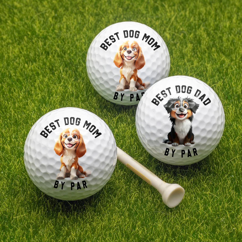 Personalized Best Dog Dad Golf Ball with Cute Dog Cartoon, Funny Unique Gift for Golf Lovers - Image 6