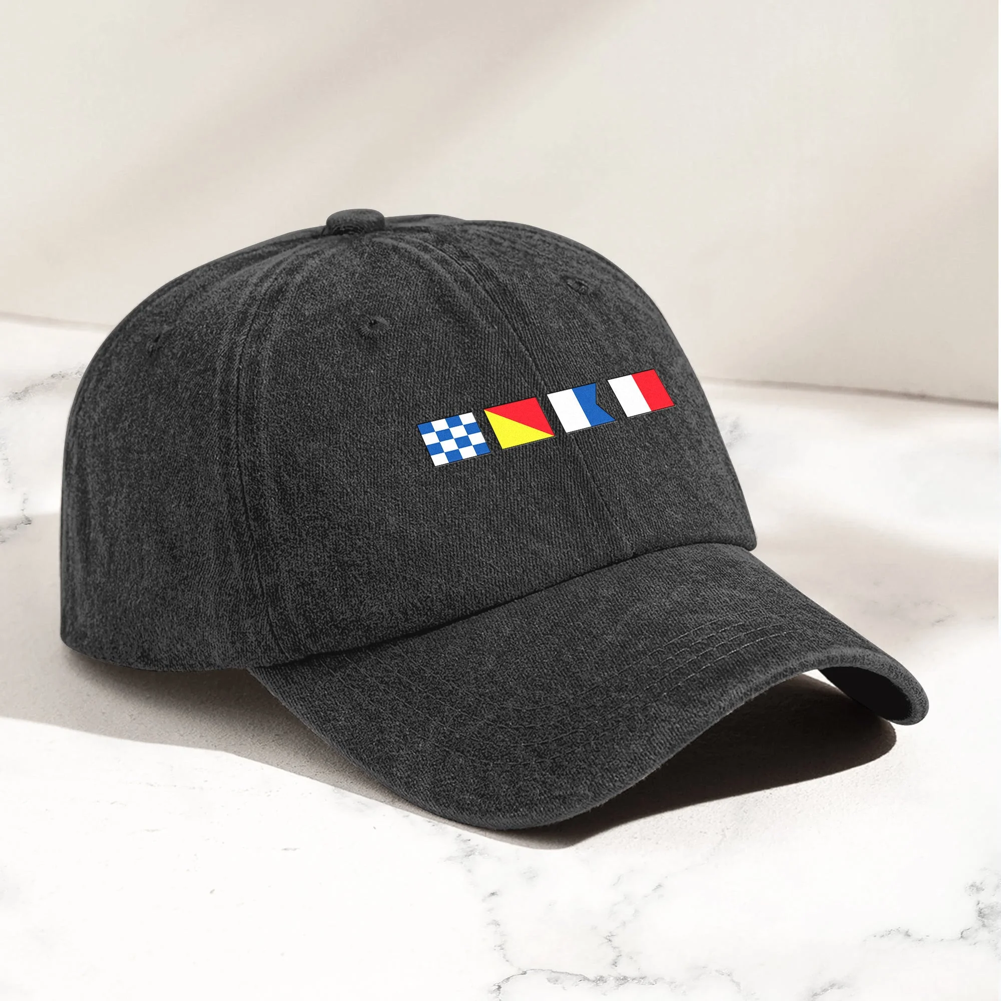 Personalized Nautical Flag Washed Denim Baseball Cap, Vintage Look Everyday Outdoor Wear, Unique Gift for Him or Her - Image 3
