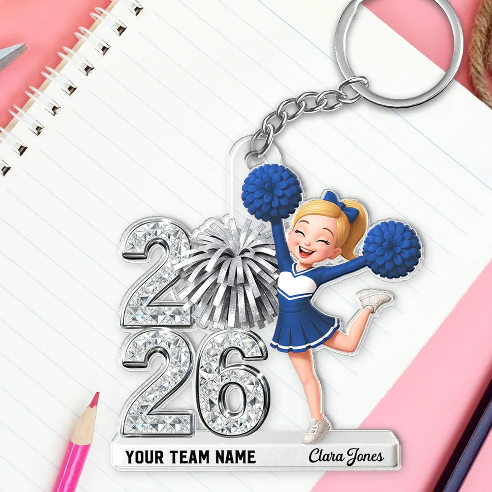 Personalized Cheerleader Acrylic Keychain With Custom Team Name For Everyday Bags, A Cute Unique Gift For Her - Image 2