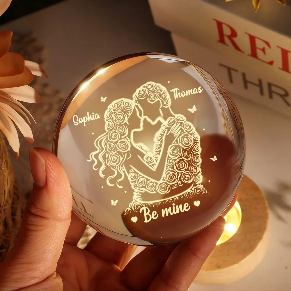 Personalized Crystal Ball LED Night Light -Romantic Rose Couple Night Light for Bedroom Decor Unique Valentine's Day Gift for Her or Him - Image 7