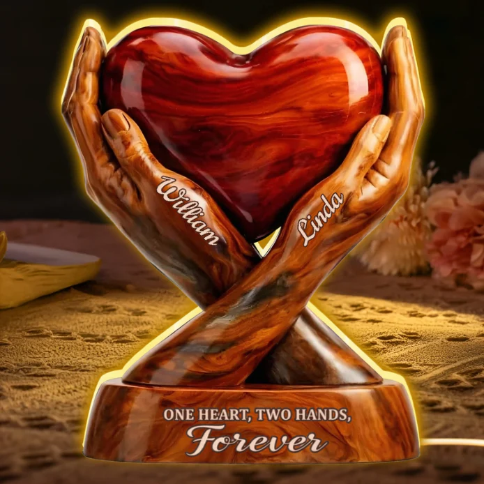 Shaped Acrylic Block Plaque with Heart Held by Two Hands, 'One Heart, Two Hands, Forever' Love Memory, Thoughtful Gift - Image 6