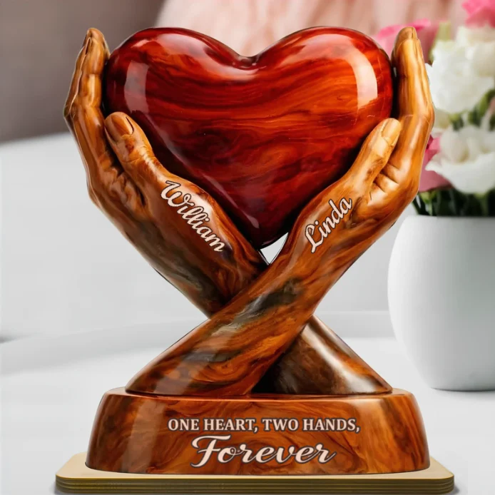 Shaped Acrylic Block Plaque with Heart Held by Two Hands, 'One Heart, Two Hands, Forever' Love Memory, Thoughtful Gift - Image 7