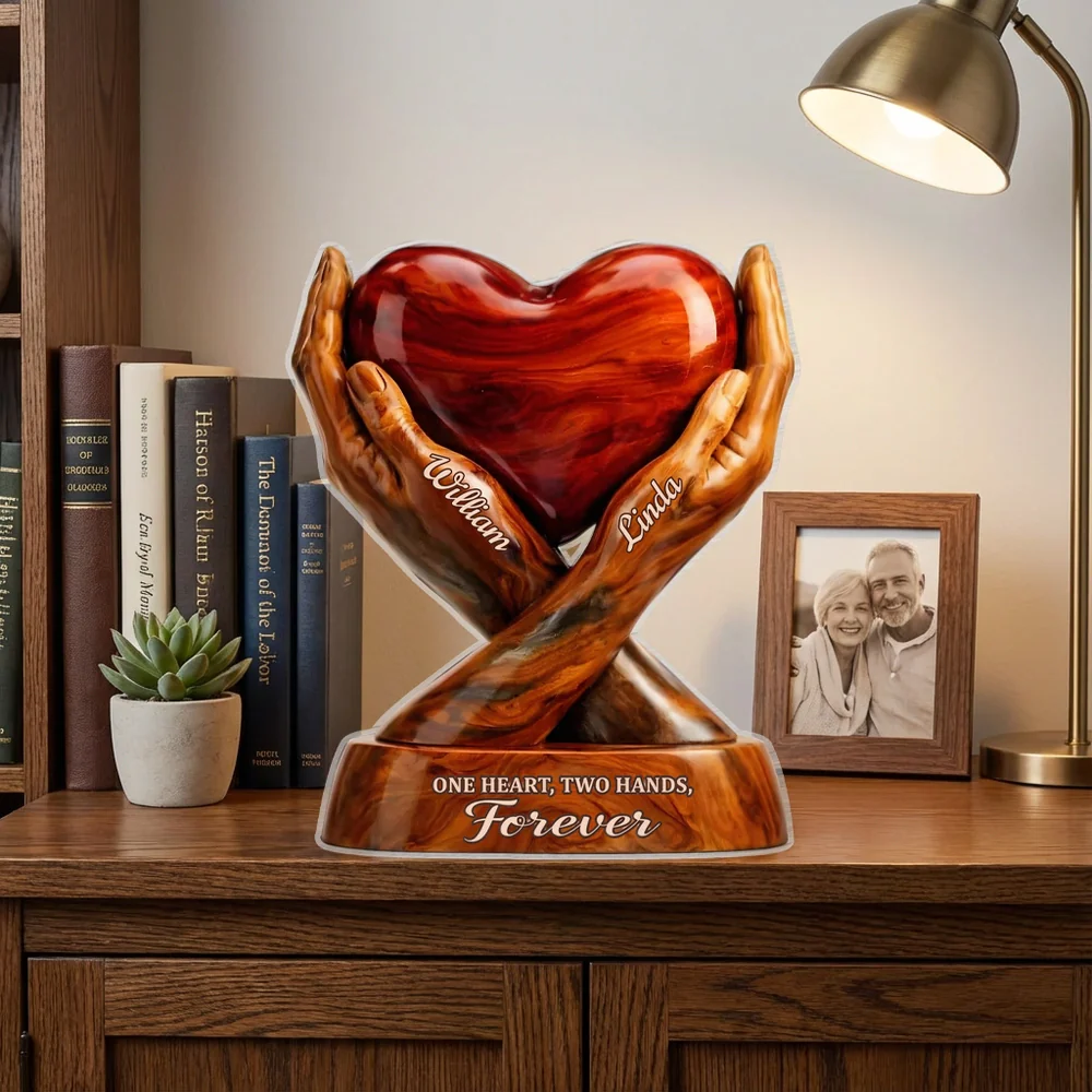 Shaped Acrylic Block Plaque with Heart Held by Two Hands, 'One Heart, Two Hands, Forever' Love Memory, Thoughtful Gift - Image 8