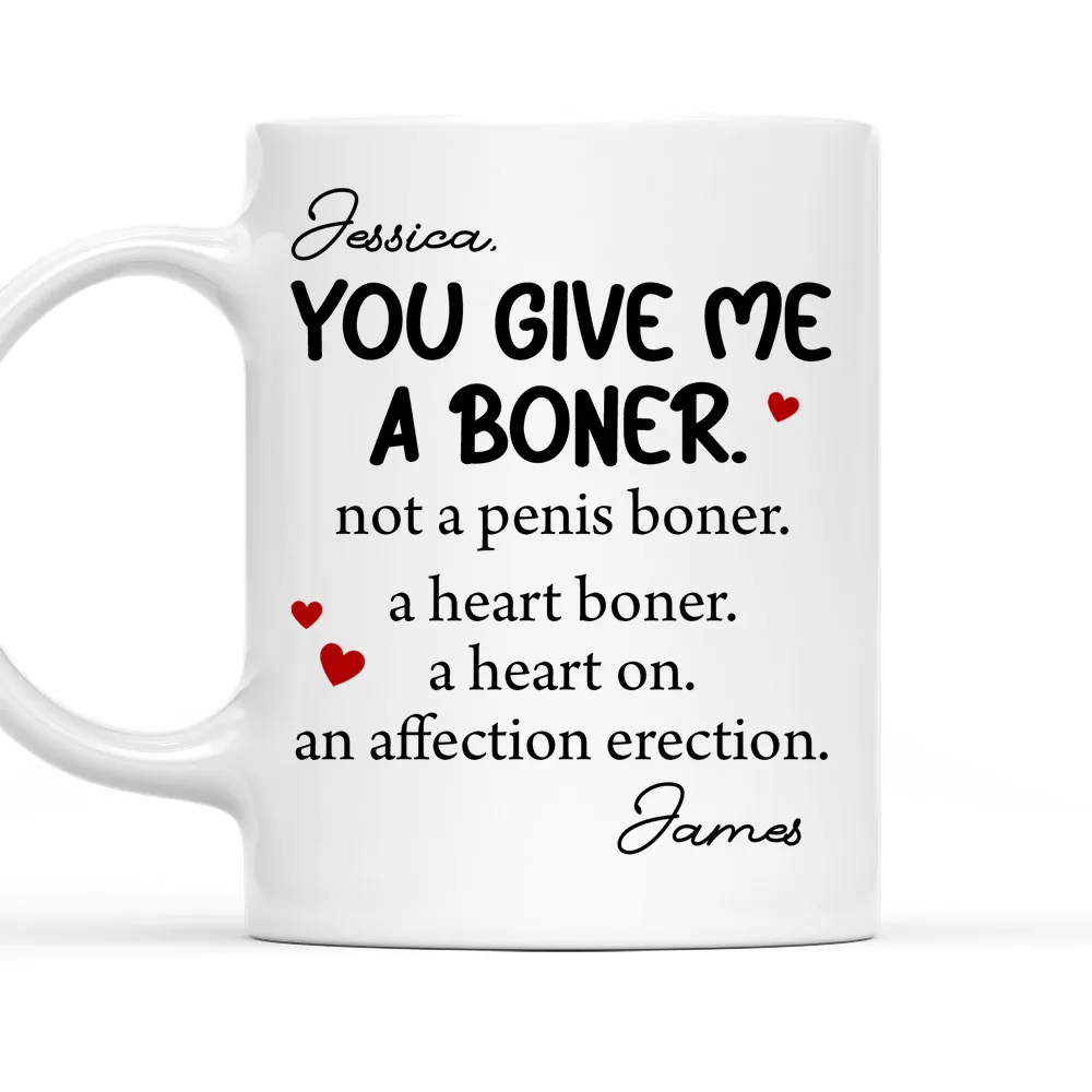 Personalized White Ceramic Mug Funny Love Quote Heart Boner Saying Unique Romantic Gift for Couple