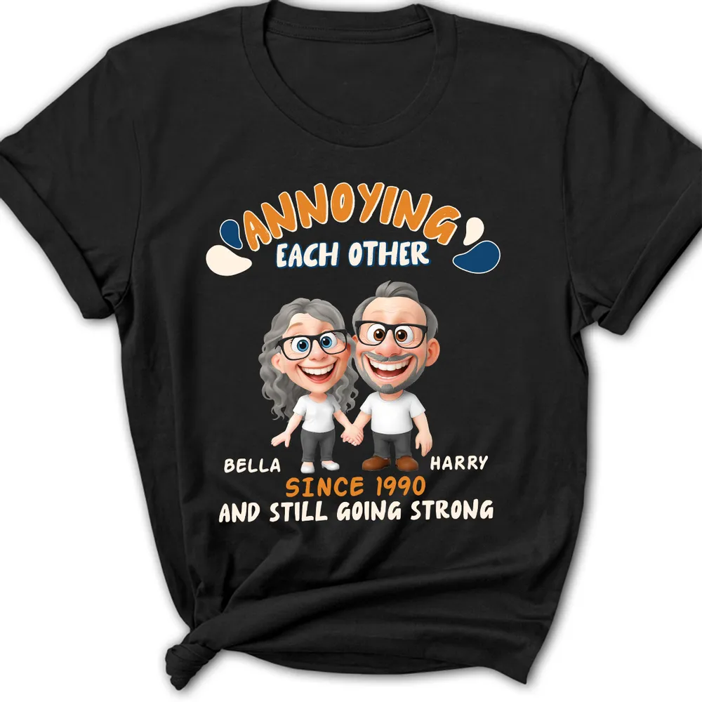 Personalized Couple Caricature Classic Tee with Your Custom Look Funny Relationship Gift for Husband or Wife - Image 2