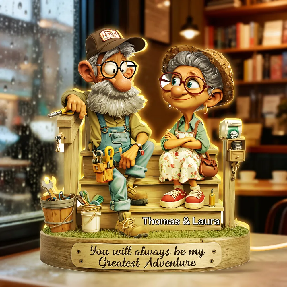 Personalized Acrylic Light Box with Elderly Couple on Porch, Warm Glow Keepsake, Unique Gift for Husband or Wife - Image 5
