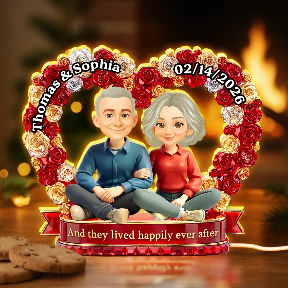 Personalized Acrylic Light Box Flower Heart Couple Night Light for Bedroom or Bookshelf Display, Unique Gift for Couples - Image 2