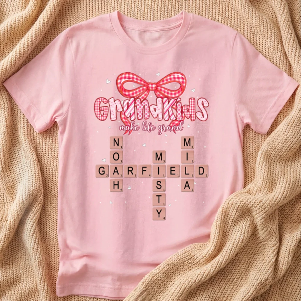 Classic Tee Grandkids Make Life Grand Sweet Heartwarming Gift For Grandma A Personalized Shirt That Shows Off Grandkid Love - Image 3