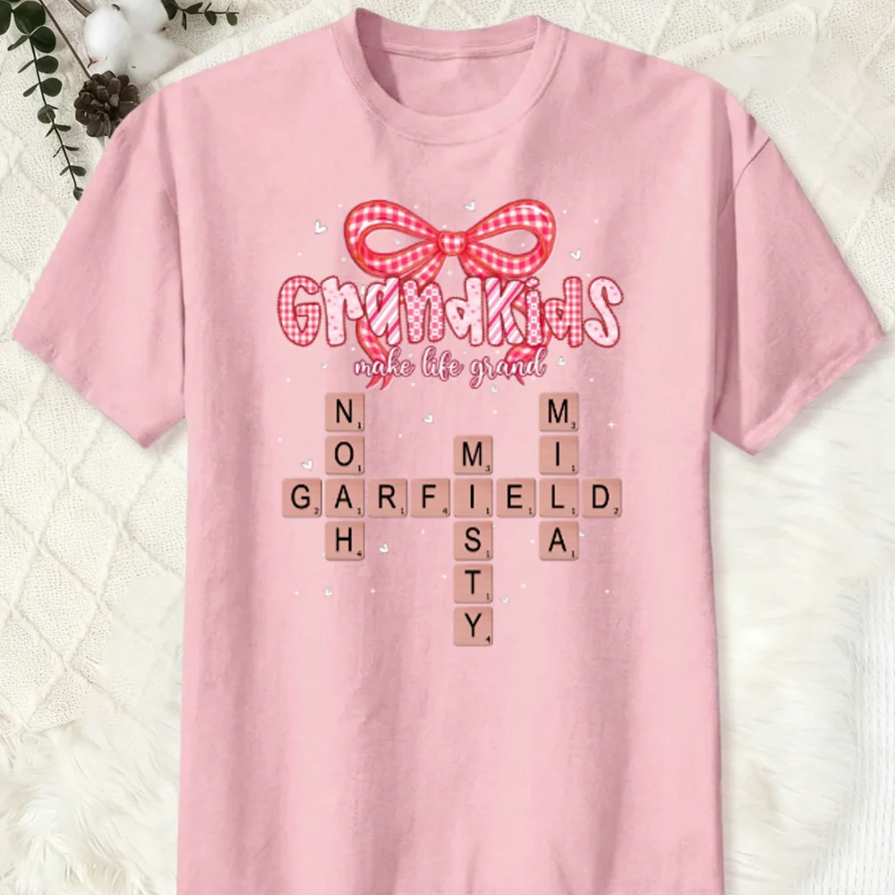 Classic Tee Grandkids Make Life Grand Sweet Heartwarming Gift For Grandma A Personalized Shirt That Shows Off Grandkid Love - Image 4
