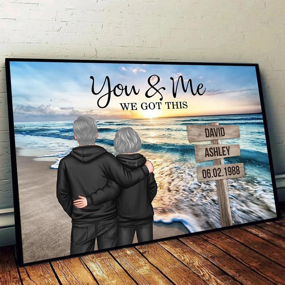 Personalized Couple Beach Sunset Poster, You & Me We Got This, Unique Romantic Gift for Husband or Wife - Image 10