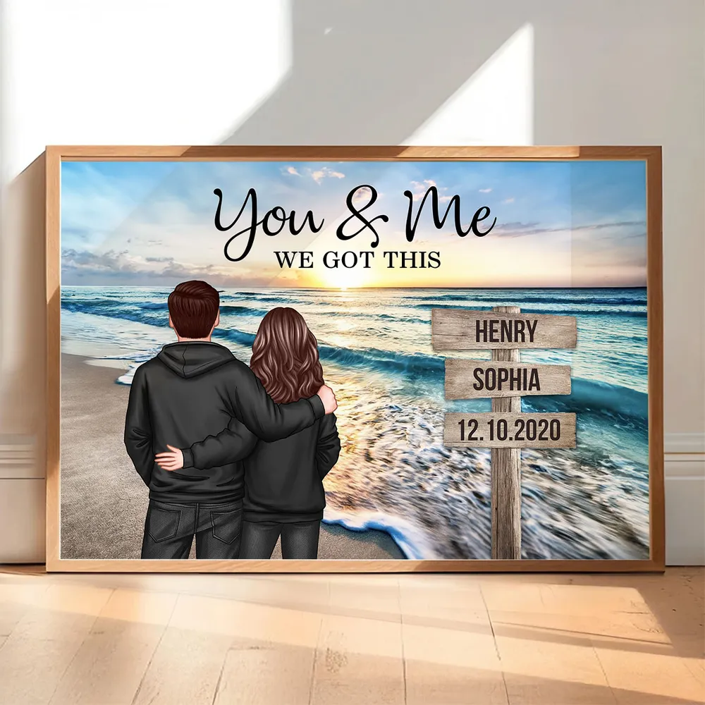 Personalized Couple Beach Sunset Poster, You & Me We Got This, Unique Romantic Gift for Husband or Wife - Image 8