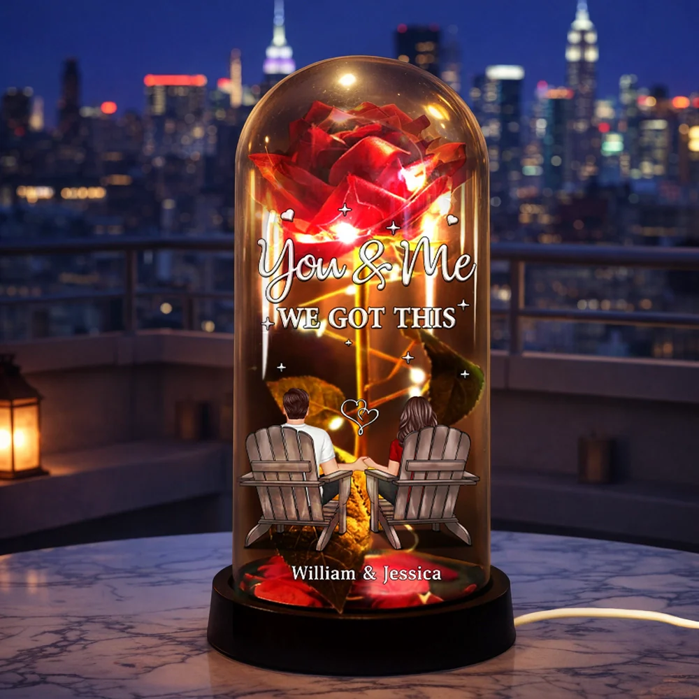 Personalized Lighted Eternal Rose Dome with You & Me We Got This, Cozy Romantic Night Light, Unique Gift for Couples - Image 5